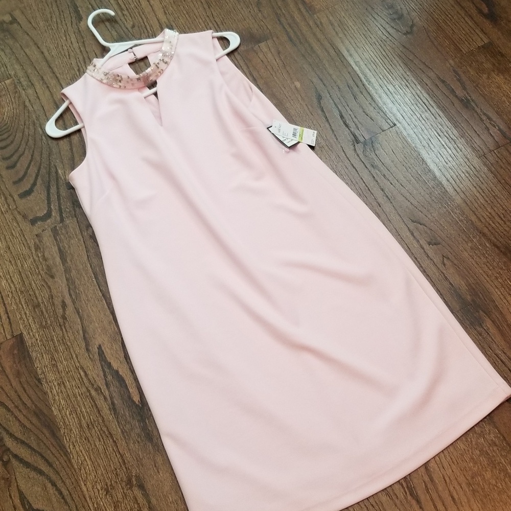 Nine West Pink Embellished Collar Dress Sz…